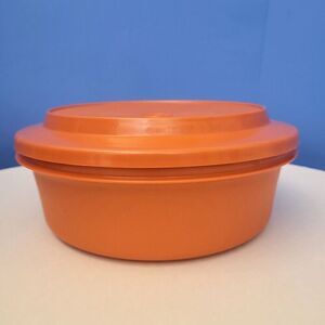 VTG Tupperware Seal N Serve 8" Harvest Orange Bowl and Lid (1346, 1337)